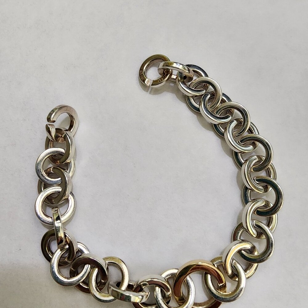 Tiffany & Co sterling silver & 18K YG circle link bracelet